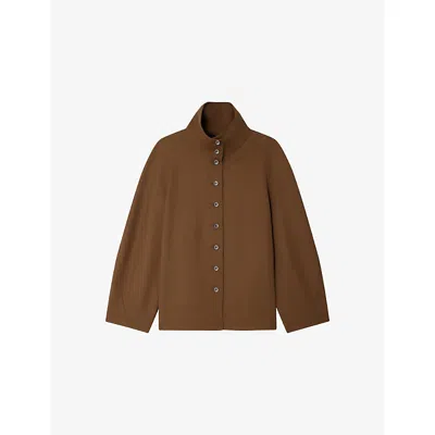 Soeur Womens Kaki/bronze Geode High-neck Wool-blend Jacket In Brown