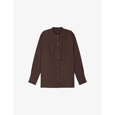 Soeur Womens  Eleanore Pleated-front Cotton-voile Blouse In Marron