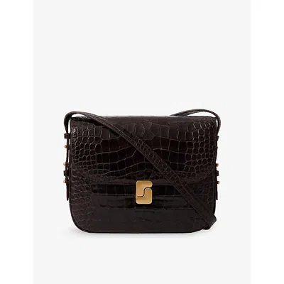 Soeur Womens Marron Fonce Bellissima Maxi Leather Cross-body Bag In Brown