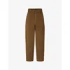 Soeur Womens  Volage Barrel-leg High-rise Cotton-blend Trousers In Marron