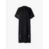 Soeur Womens Athena Lace-panel Cotton-poplin Midi Dress Noir In Noir