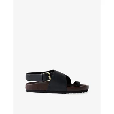 Soeur Womens Noir Domani Leather Sandals Eur 40 / 7 Uk In Black