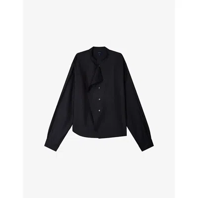 Soeur Womens Noir Hampton Mandarin-collar Silk Blouse In Black
