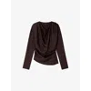 Soeur Womens Prune Fresia Cowl-neck Woven Blouse In Brown