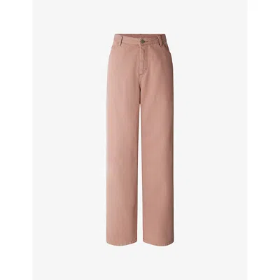 SOEUR WOMENS ROSE BLUSH CALVIN STRAIGHT-LEG MID-RISE JEANS