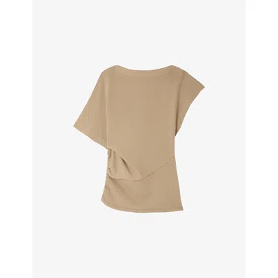 Soeur Womens Sable Dalina Short-sleeved Cotton-blend Jumper In Brown