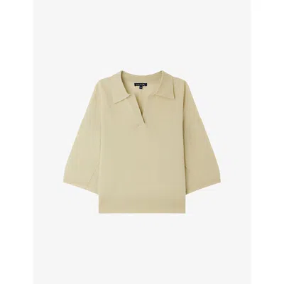 Soeur Womens Sauge Elton Polo-collar Short-sleeve Wool Jumper