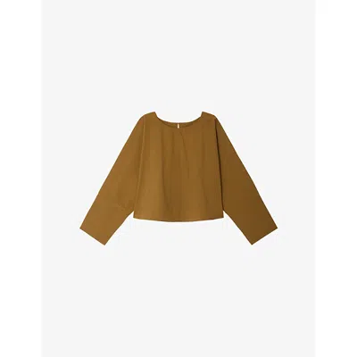 Soeur Womens Caramel Armand Long-sleeved Cotton Shirt In Brown