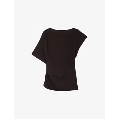Soeur Womens Charbon Dalina Asymmetric Knitted Top In Black