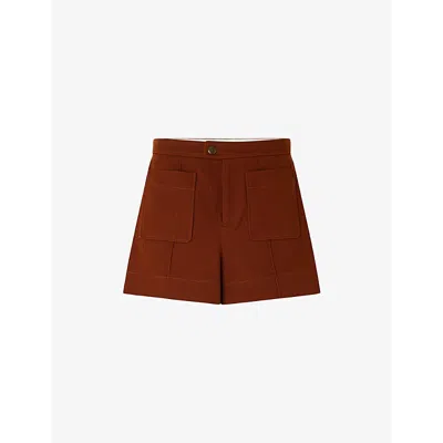 Soeur Womens Terre Battue Dover Pocket-embroidered High-rise Cotton Shorts