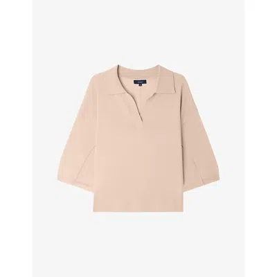 Soeur Womens Rose Poudre Elton Polo-collar Merino-wool Jumper In Pink