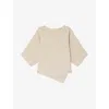 Soeur Ribbed Texture Asymmetric Hem T-shirts With Side Slit In Ecru