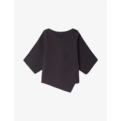 Soeur Womens Gris Aubergine Essaouira Short-sleeve Cotton Jumper Xs In Black