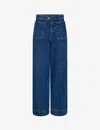 Soeur Wide-leg Denim Trousers Back Pockets In Blue