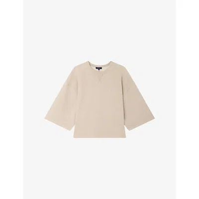 Soeur Womens Beige Chine Iksan Relaxed-fit Cotton And Linen Sweatshirt