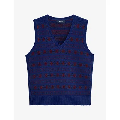 Soeur Womens  Ileana V-neck Merino-wool Vest In Blue
