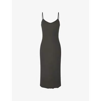 Soeur Womens Vert De Gris Ithaca Ribbed Cotton-blend Mini Dress In Gray