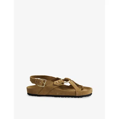 Soeur Womens Bronze/vert Mexico Suede Sandals Eur 38/5 Uk In Brown