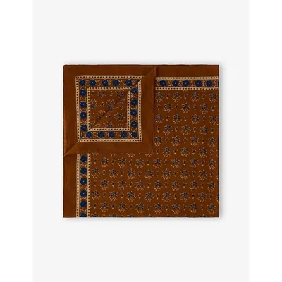 Soeur Womens  Classique Floral-pattern Twill Cotton Scarf In Brown