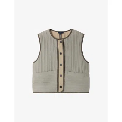 Soeur Womens Vert D Eau/beige Hima Quilted Cotton Vest
