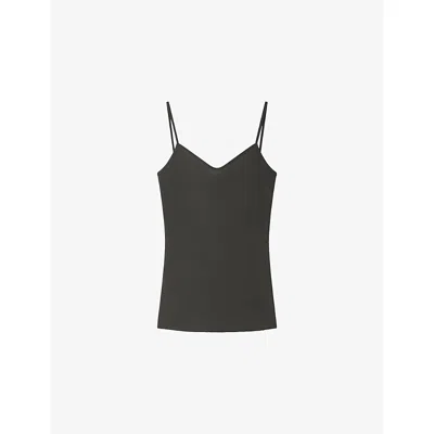 Soeur Womens Vert De Gris Ila Open-back Cotton-blend Cami Top In Black