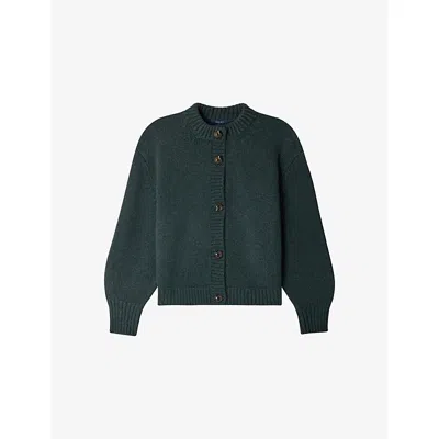 SOEUR WOMENS VERT FORET LEONARD KNITTED WOOL CARDIGAN