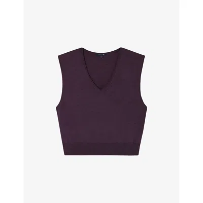 Soeur Womens Violet Fonce Sonia Sleeveless V-neck Merino-wool Jumper