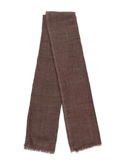 Pre-owned Soeur Wool Houndstooth Print Scarf In Burgundy