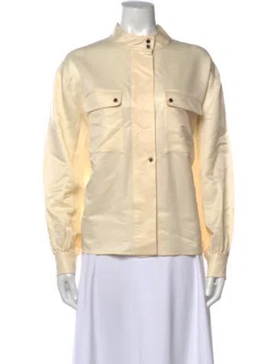 Pre-owned Soeur Wool Long Sleeve Button-up Top In Yellow