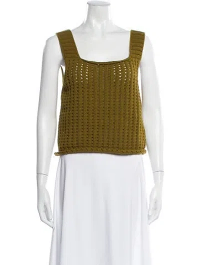 Pre-owned Soeur Wool Square Neckline Top In Green