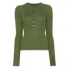 Soeur Ribbed Button-front Top In Green