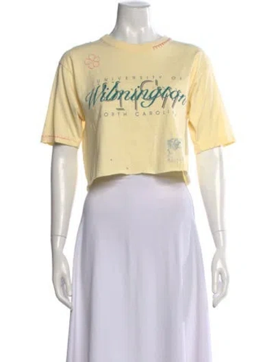 Pre-owned Soffe Graphic Print Crew Neck Crop Top In Yellow