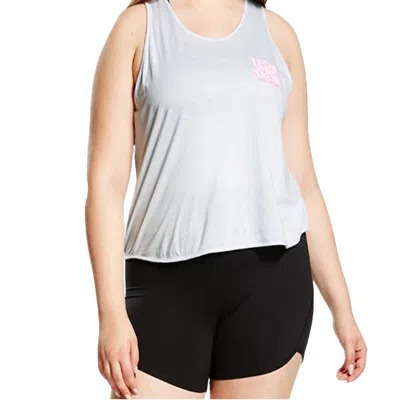 Soffe Women's Graphic Racerback Cropped Tank Top In Cloud Blue In White