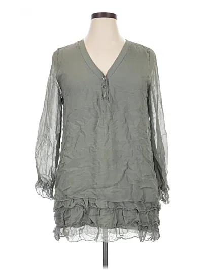 Pre-owned Sofia 3/4 Sleeve Blouse In Gray