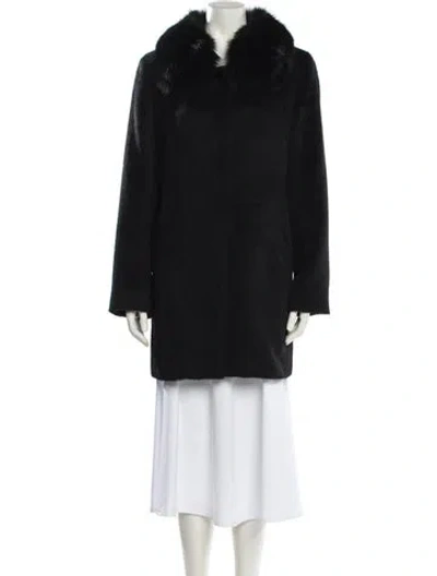 Pre-owned Sofia Cashmere Alpaca Faux Fur Jacket In Black