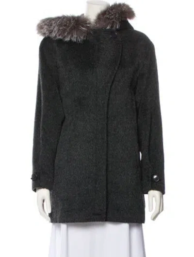 Pre-owned Sofia Cashmere Alpaca Fur Coat In Gray