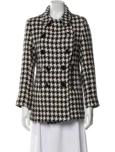 Pre-owned Sofia Cashmere Alpaca Houndstooth Print Blazer In Neutral