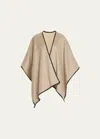 Sofia Cashmere Women's Reversible Leather-trimmed Cashmere Cape In Oat Grey