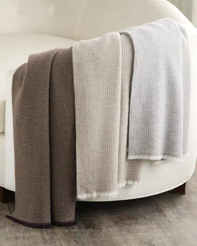 Sofia Cashmere Basketweave Cashmere Throw With Eyelash Fringe, 56" X 72"
