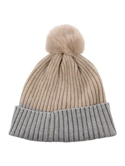 Pre-owned Sofia Cashmere Beanie Hat W/tags In Neutrals