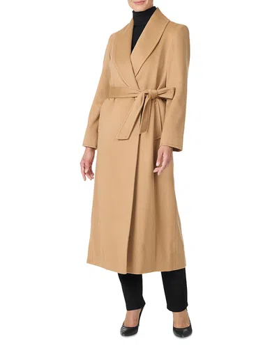 Sofia Cashmere Belted Cashmere Shawl Collar Coat In Brown