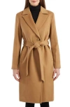 Sofia Cashmere Baby Camel Pick-stitched Wrap Coat In Camel