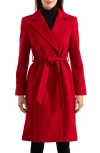 Sofia Cashmere Belted Notch Collar Wool & Cashmere Blend Coat In Red