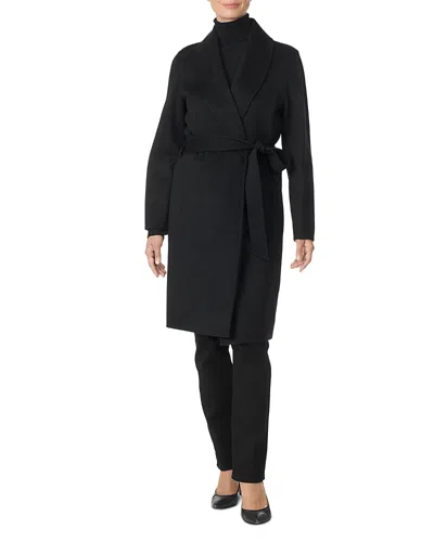 Sofia Cashmere Women's Double-face Wool-cashmere Wrap Coat In Black