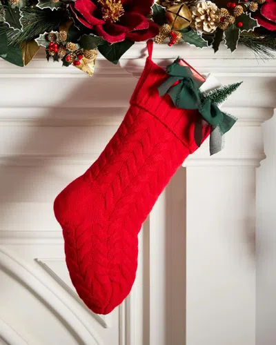 Sofia Cashmere Cable Knit Cashmere Christmas Stocking In 600red