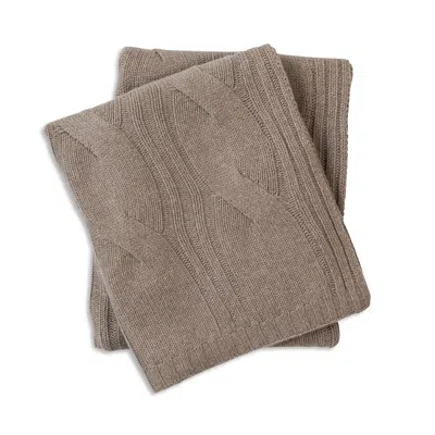 Sofia Cashmere Cable Knit Throw Blanket In Brown