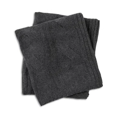 Sofia Cashmere Cable Knit Throw Blanket In Gray