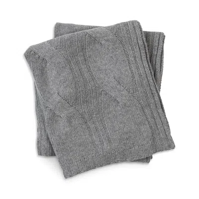 Sofia Cashmere Cable Knit Throw Blanket In Gray