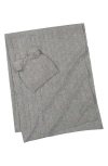 Sofia Cashmere Cable Stitch Cashmere Beanie & Blanket Set In Gray
