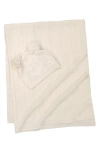 Sofia Cashmere Cable Stitch Cashmere Beanie & Blanket Set In Neutral